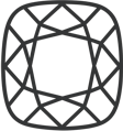 Cushion cut gemstone – line drawing, top view