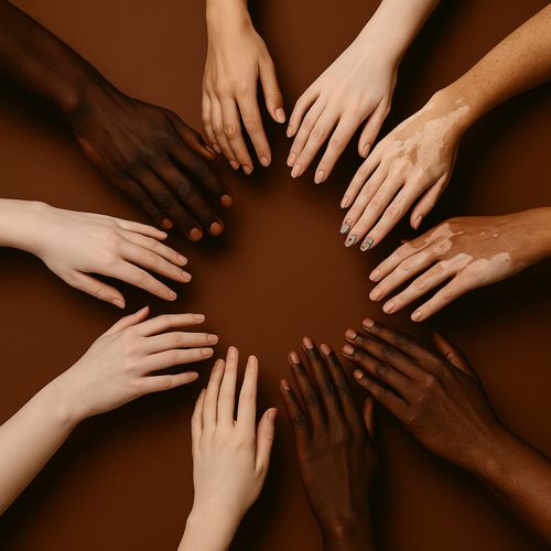 Diverse hands forming a circle